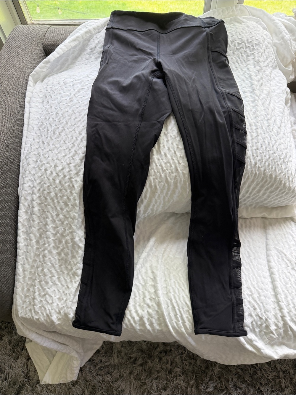 lululemon athletica Black Leggings with Side Mesh Panels